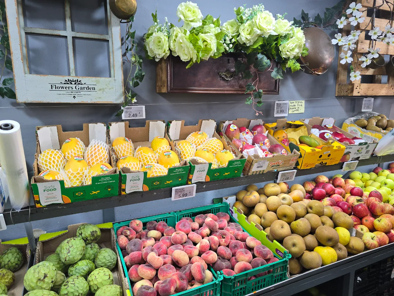 Clean and modern fruit display in the store